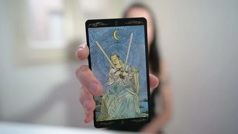 Close Up  Tarot Card two swords Stock Footage 171858439