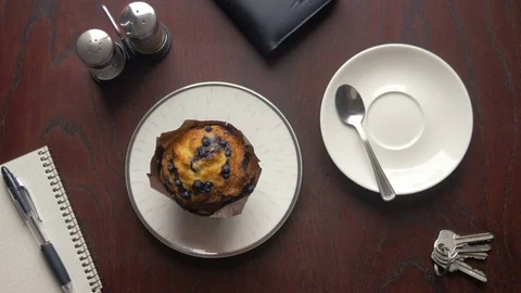 Close-up of tasting an espresso coffee and a cake in the morning Video stock 74475922
