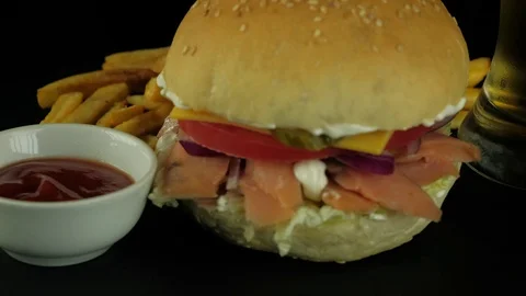 Close-up Tasty Burger Stock-Footage 79738716
