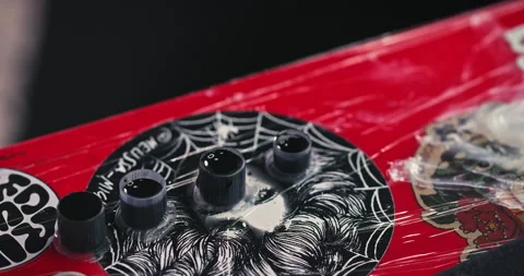 Close up tattoo artist shows the process of getting tattoos with paint. Stock Footage 236331240