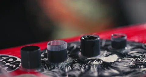 Close up tattoo artist shows the process of getting tattoos with paint. Stock Footage 236331743