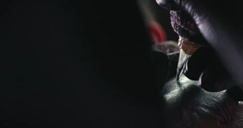 Close up tattoo artist shows the process of getting tattoos with paint. Stock Footage 236333852