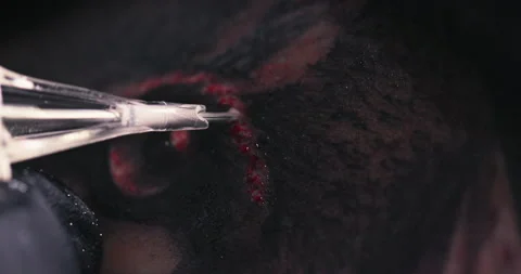 Close up tattoo artist shows the process of getting tattoos with paint. Stock Footage 236340977