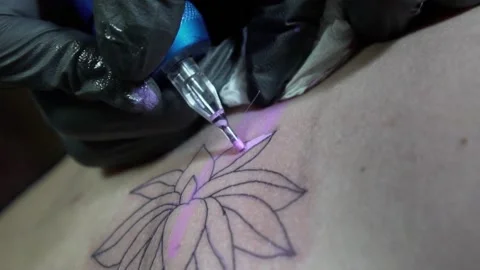 Close Up tattoo flower coloring 스톡 동영상 238504127