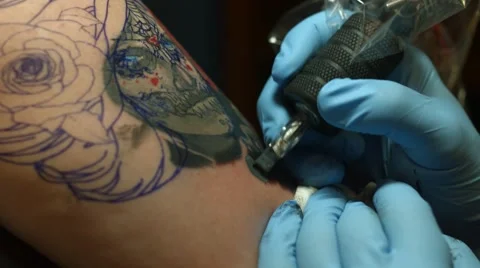 Close Up Tattoo Machine Sugar Skull Stock Footage 54476850