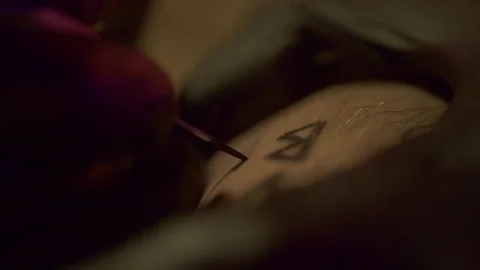 Close up of tattoo needle on skin Stock Footage 84900801