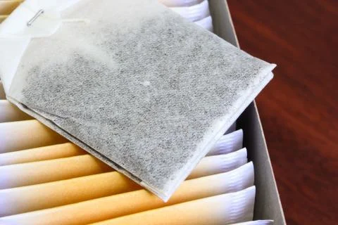 Close up of tea bag on the box Foto stock