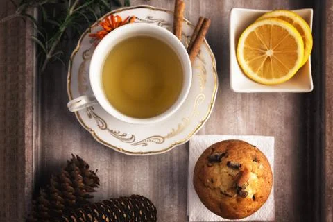 Close up tea cup winter Stock Photos