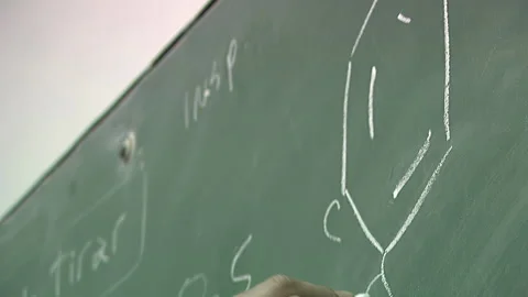 Close-Up of Teacher Writing on Chalkboard During Classroom Lesson Video stock 333705864