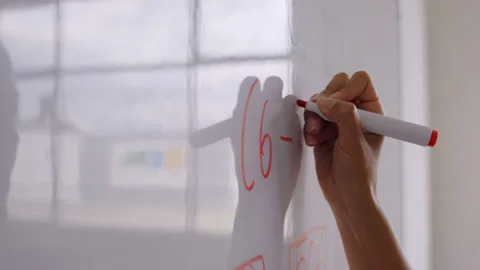 Close up of a teacher's hand writing Stock Footage 148963771