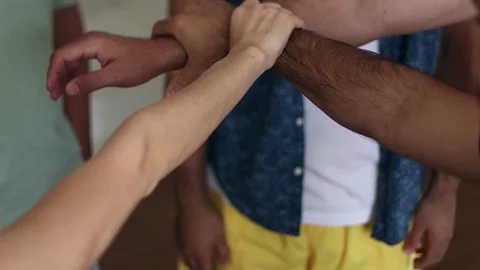 Close up teamwork making a fist bump . Stock Footage 167630618