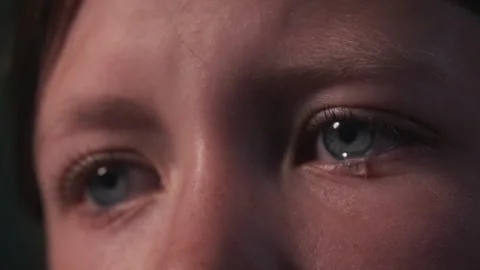 Close-Up of Tear Running Down Cheek Stock Footage 335242483