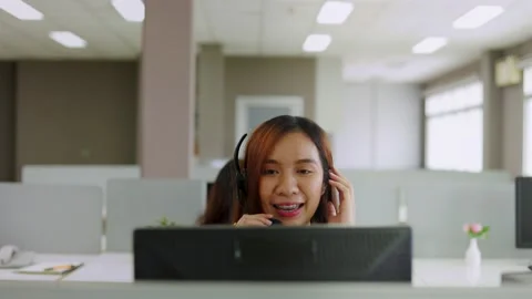 Close Up of Technical Customer Support Talk on a Headset Stock Footage 165602482