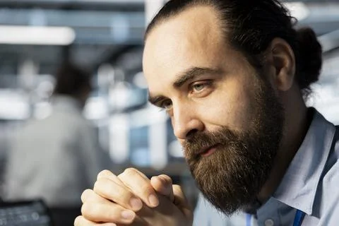 Close up of technician in data center analyzing software logs Stock Photos