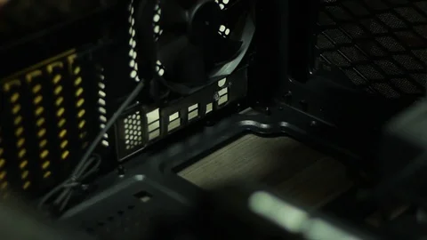 Close up of technician installing motherboard Stock Footage 92497873