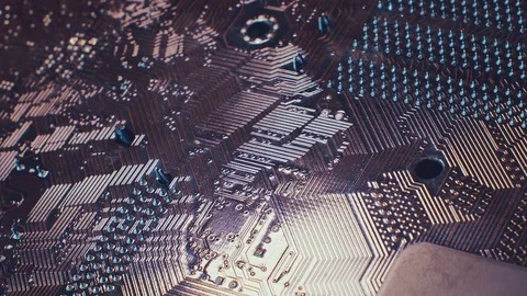 Close up Technology background. Electronic circuit chip on PC board Stock Footage 72216696