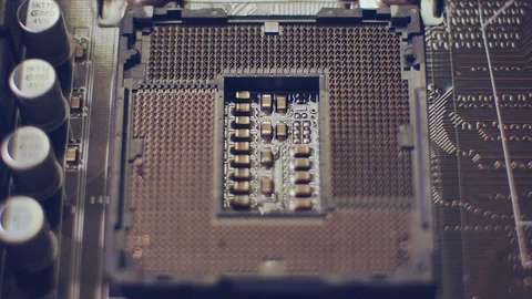 Close up Technology background. Electronic circuit chip on PC socket Stock Footage 72217667