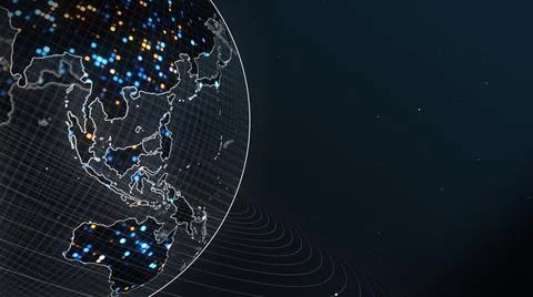 Close up Technology Earth Digital World on Space Background Stock Illustration