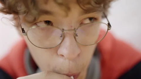 Close-up of Teenager Drinking with Straw Stock Footage 335393419
