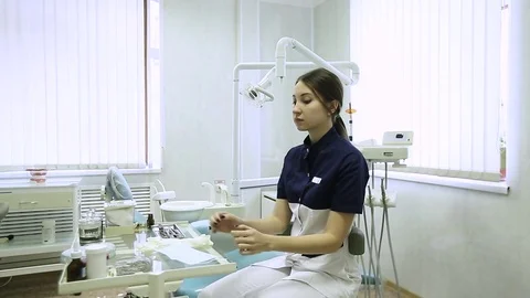 Close-up of a teeth treatment at the dentistry Stock Footage 70286404