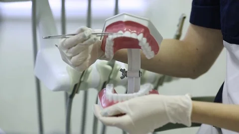 Close-up of a teeth treatment at the dentistry Stock Footage 70286606