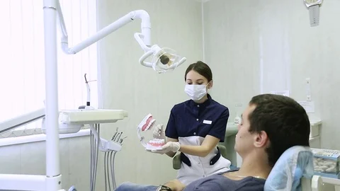 Close-up of a teeth treatment at the dentistry Stock Footage 70286660