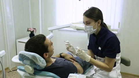 Close-up of a teeth treatment at the dentistry Stock Footage 70286872