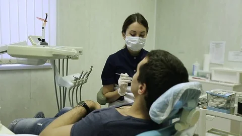 Close-up of a teeth treatment at the dentistry Stock Footage 70287124