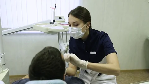 Close-up of a teeth treatment at the dentistry Stock Footage 70287231
