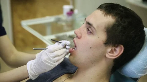 Close-up of a teeth treatment at the dentistry Stock Footage 70287313