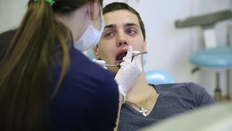 Close-up of a teeth treatment at the dentistry Stock Footage 70287546