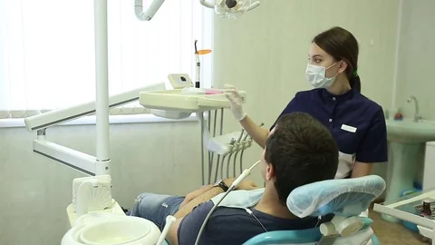 Close-up of a teeth treatment at the dentistry Video stock 70309172