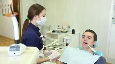 Close-up of a teeth treatment at the dentistry Video stock 70309438