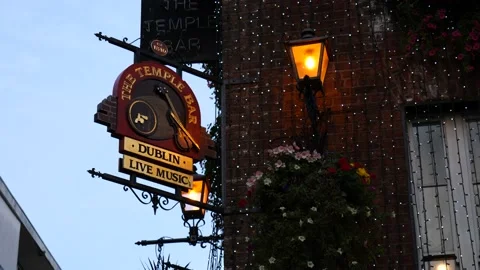 Close Up Of Temple Bar Sign In Dublin 4K Slow Motion Video stock 218991791