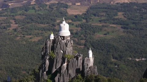 Close-up of temple building while flying away, north Thailand Stock-Footage 330967351