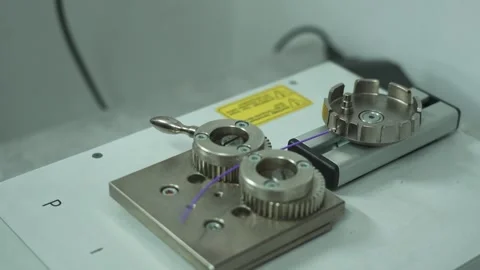 Close-up of tensile testing device. Cable breaking force measurement Stock Footage 321896918