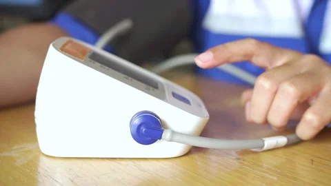 Close-up of a tensiometer or sphygmomanometer used to measure blood pressure. Stock Footage 322109947