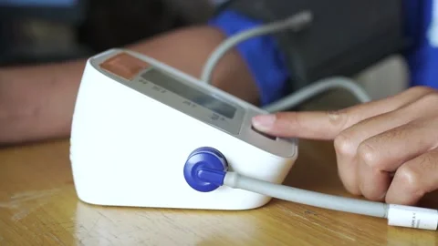 Close-up of a tensiometer or sphygmomanometer used to measure blood pressure. Stock Footage 322109977