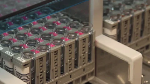 Close up of test tubes focus change Video stock 53792208