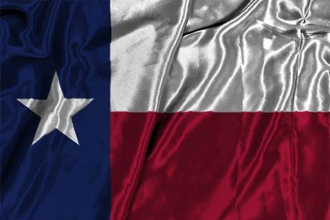 Close-Up Of TEXAS Flag With Blue Square, White Star, And Red Stripes Twisting Dr Stock Photos