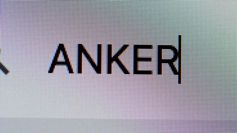 Close-up of text 'ANKER' in a search box Stock Footage 336184658