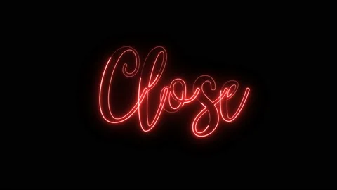 "close" text glowing neon light Stock Footage 134853549