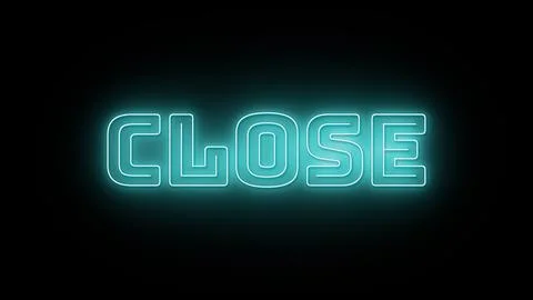 Close text with neon effect in black background Stock Illustration