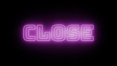 Close text with neon effect in black background Stock Illustration