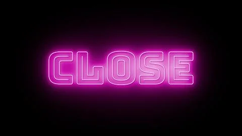 Close text with neon effect in black background Stock Illustration