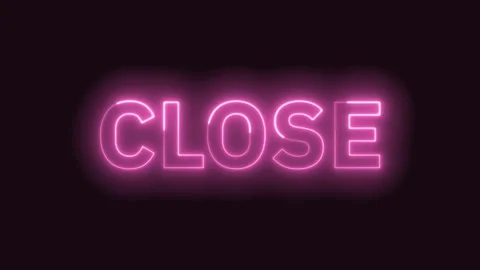 Close Text Neon Seamless Loop (Black Background) 4K Stock Footage 303408399