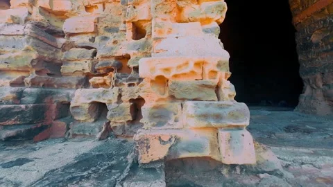 Close-up Texture of Ancient Cham Brickwork Po Klong Garai Temple Vietnam Stock Footage 335654339