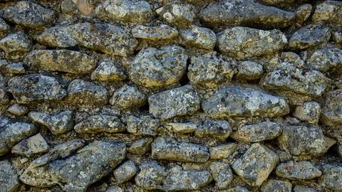 Close up of the texture of an ancient dry stone wall in a Moorish village i.. Stock-Fotos