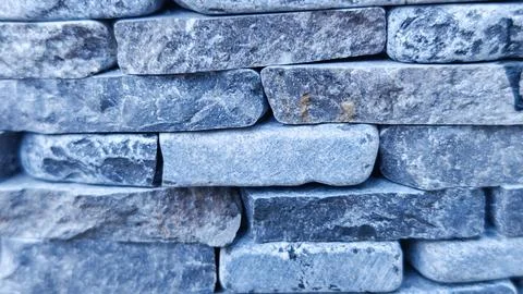 Close Up Texture of Blue Gray Stone Bricks Wall Stock Photos