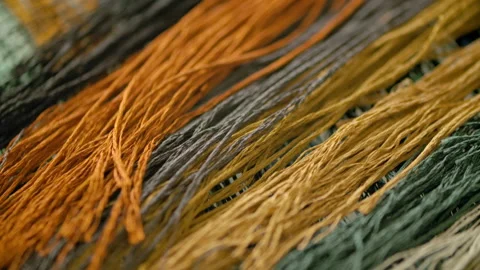 Close-up of the texture of bundles of colored embroidery threads Stock Footage 166902836